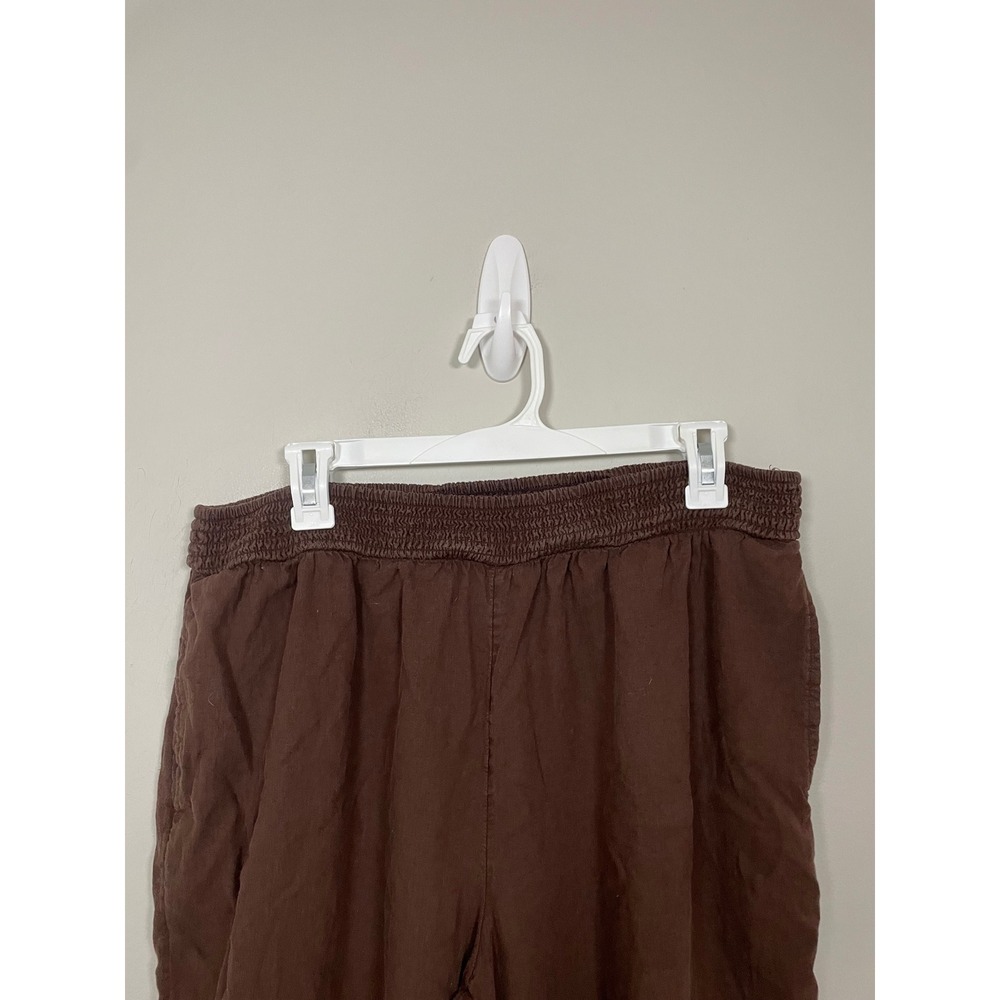 Aerie Wide Leg Pull on Casual Pants in Chocolate Brown Size Large Casual Beach - Picture 2 of 11